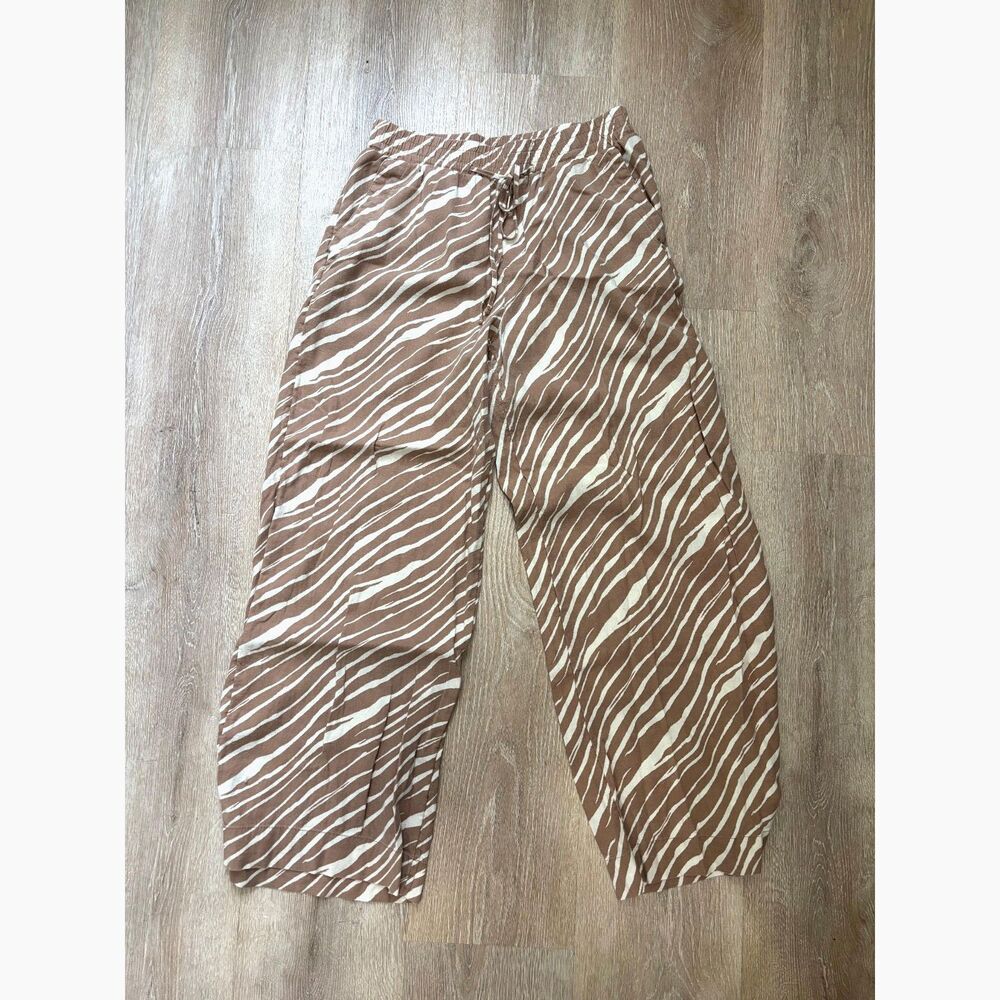 A New Day Zebra Print Wide-Leg Linen-Blend Pull-On Pants